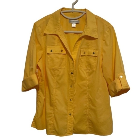 Christopher & Banks Yellow Button Blouse Size Medium - Picture 1 of 14
